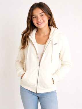 Holster, Girls Beige Sherpa lined Zip-Up Hoodie, size L
